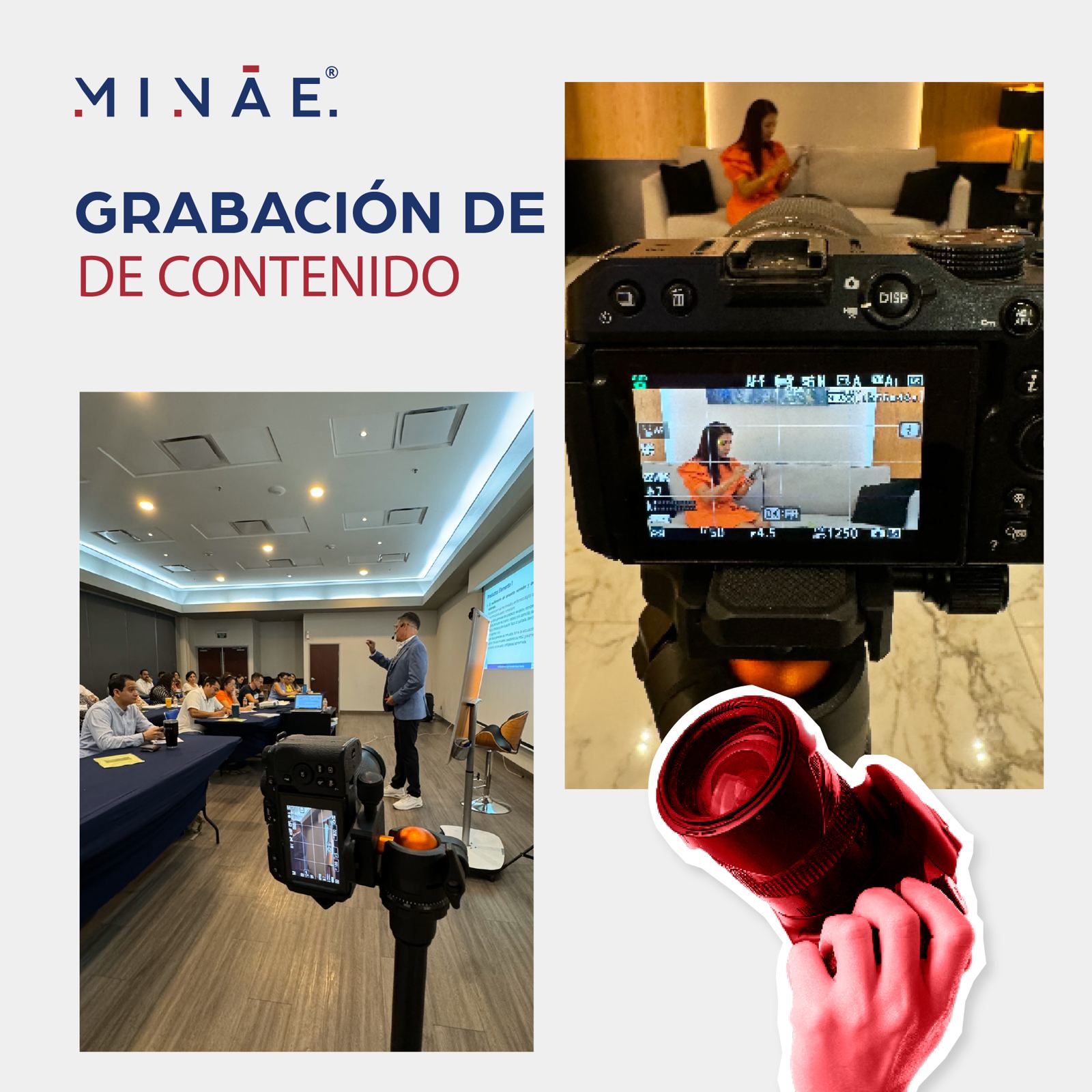 Grabación de contenido en sitio para clientes de Minae MX